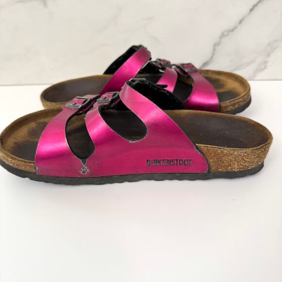 Birkenstock Women Florida Sandal Size 7 Birko Flor Metallic Strappy Pink Fuchsia - Picture 3 of 12